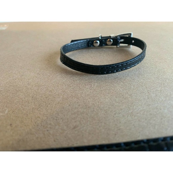 Faux Patent Crocodile Leather X-Small Dog Collar Cat Collar BLACK Alloy Buckle - Picture 5 of 9
